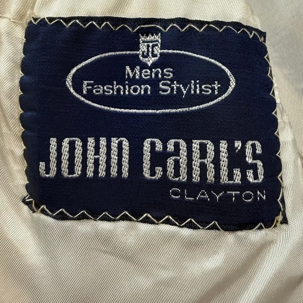 Vintage John Carl's Clayton Blue Safari Leisure Jacket Contrast Stitch 42 Chest‎